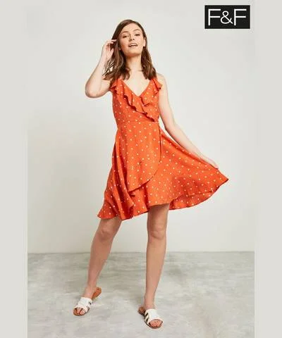 Great Deals Polka Dot Ruffle Beach Dress