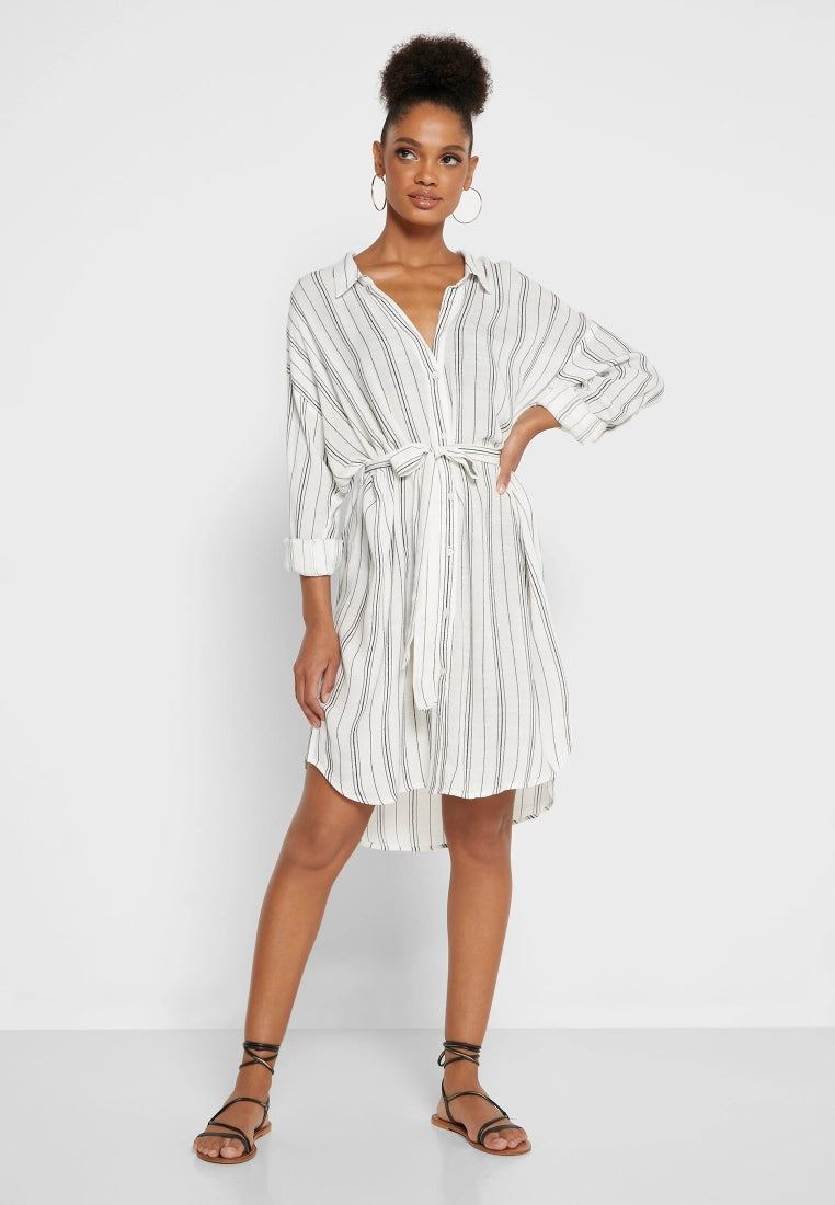 Super Bargain Stripe Belted Beach Dress