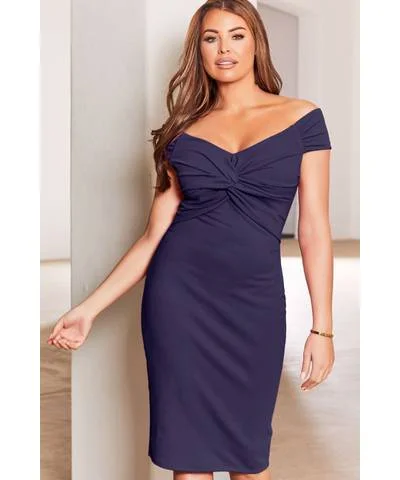 Now or Never Knot Midi Dress Navy