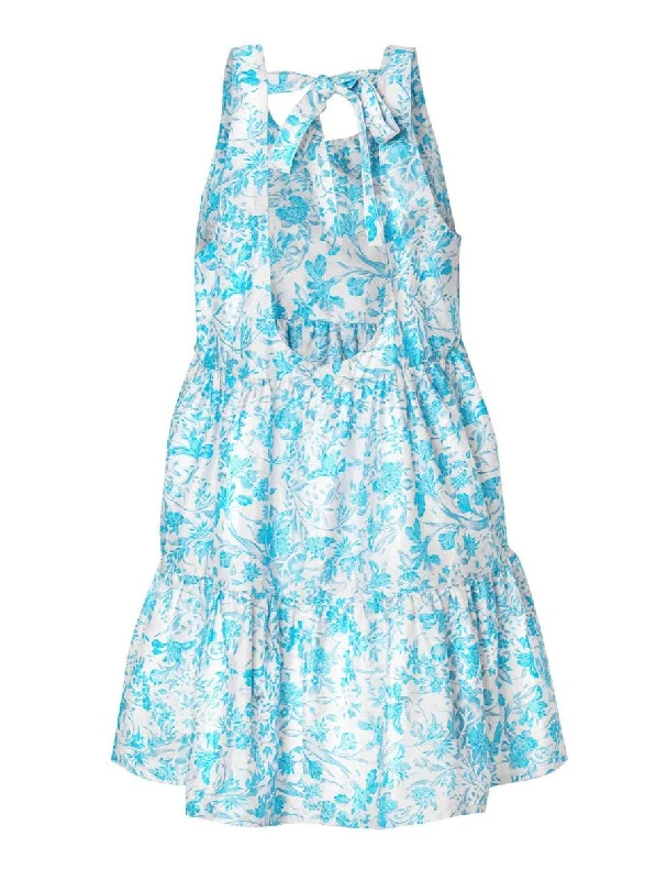 Huge Savings Clio Printed Open Back Silk Mini Dress - Porcelain