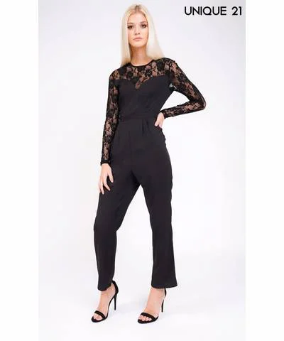 Super Deal Black Lace Jumpsuit