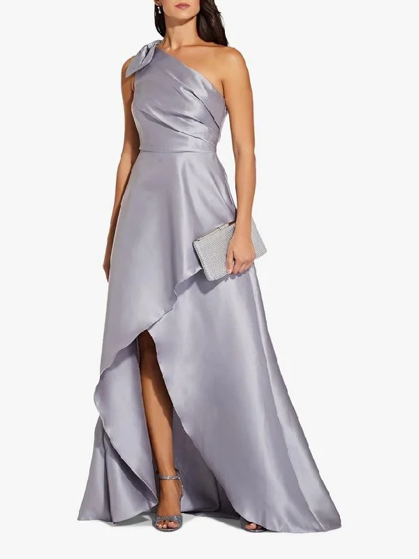 Year-End Sale Mikado High Low Long Maxi Dress, Silver