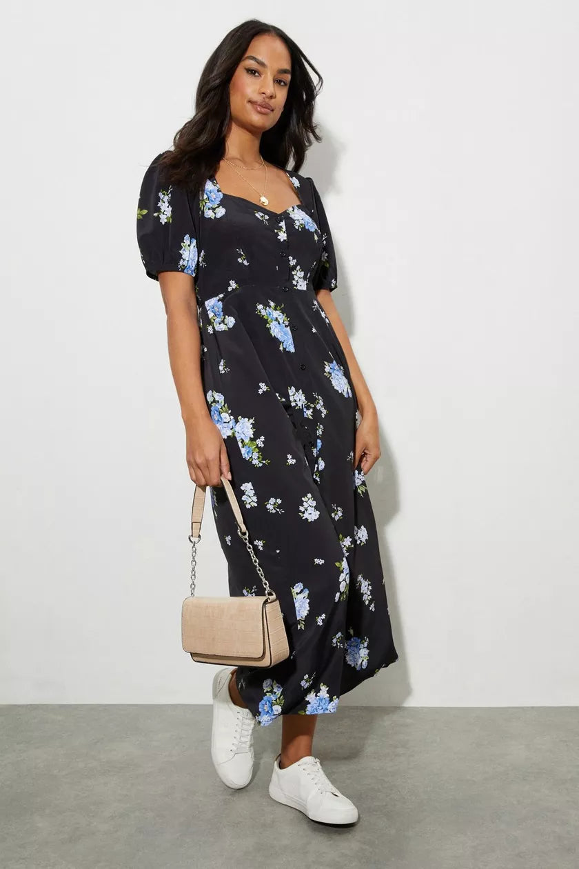 Fantastic Offers Kitty Blue Floral Button Down Dress