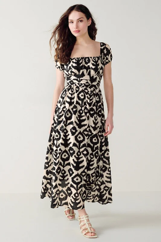 Reduced Prices Puff Sleeve Square Neck Midi Dress