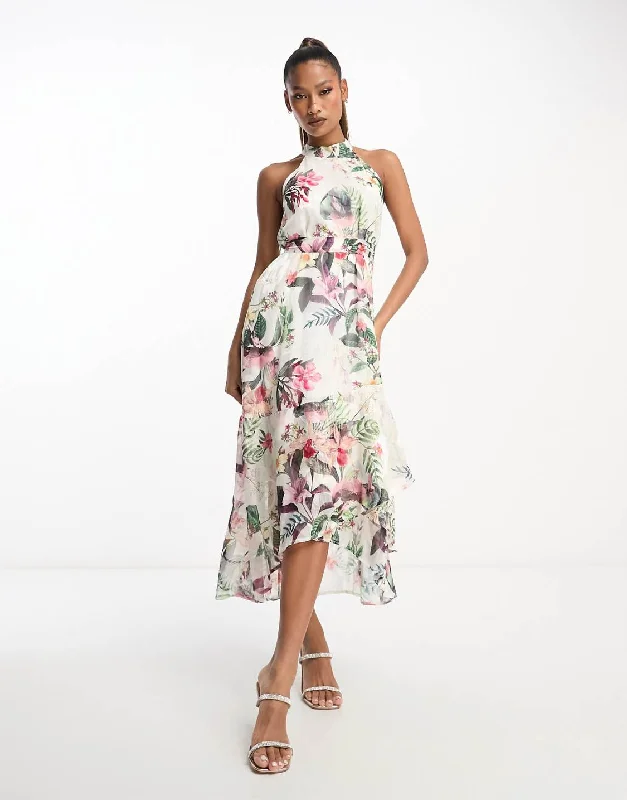Super Sale Floral Halterneck Dress