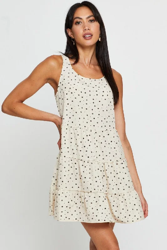 Deal of the Week Print Mini Dress Sleeveless Round Neck