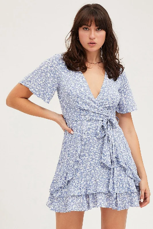 Limited Quantity Print Skater Dress Short Sleeve Mini