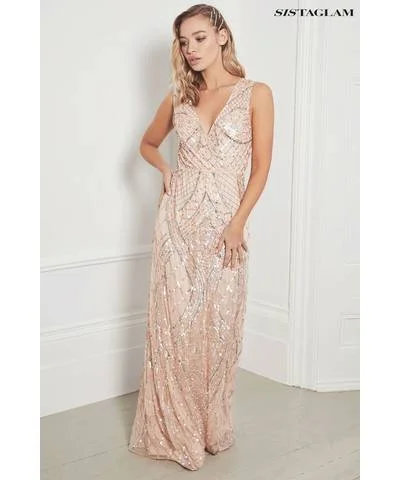 Bargain Prices Embellished Sleeveless Maxi Dress Blush Pink