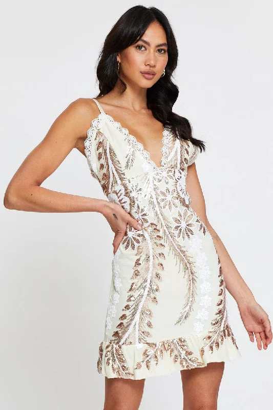 Daily Deals Metallic Cocktail Party Dress Mini