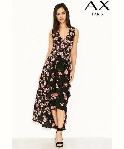 Must-Have Deals Black Floral Frill Dress