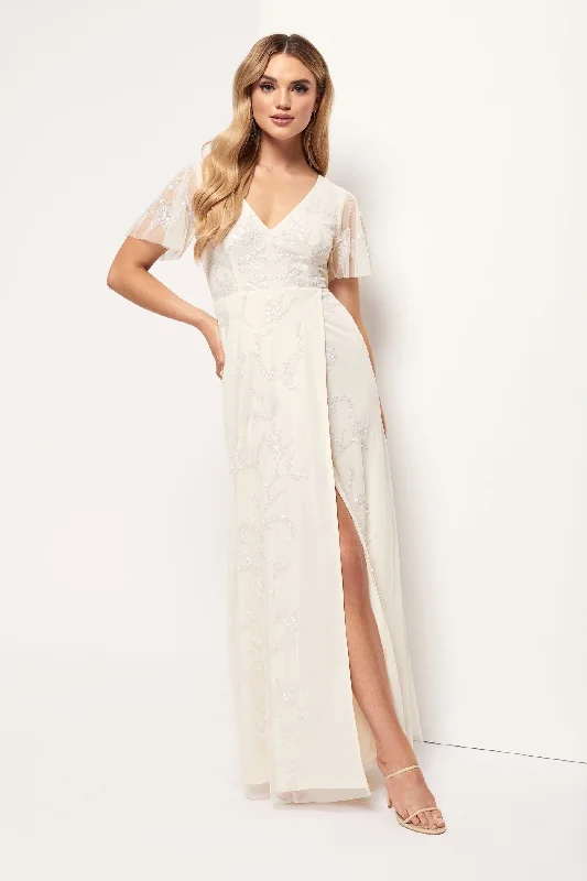 Quick Sale Cream Wrap Maxi Dress