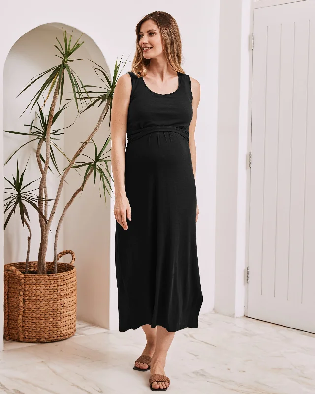 Lowest Price Martina Maternity & Nursing Maxi Dress in Black