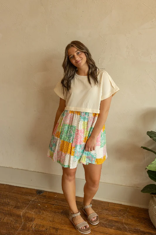 Buy Now RENNA FLORAL PATCHWORK CONTRAST DRESS BY IVY & CO