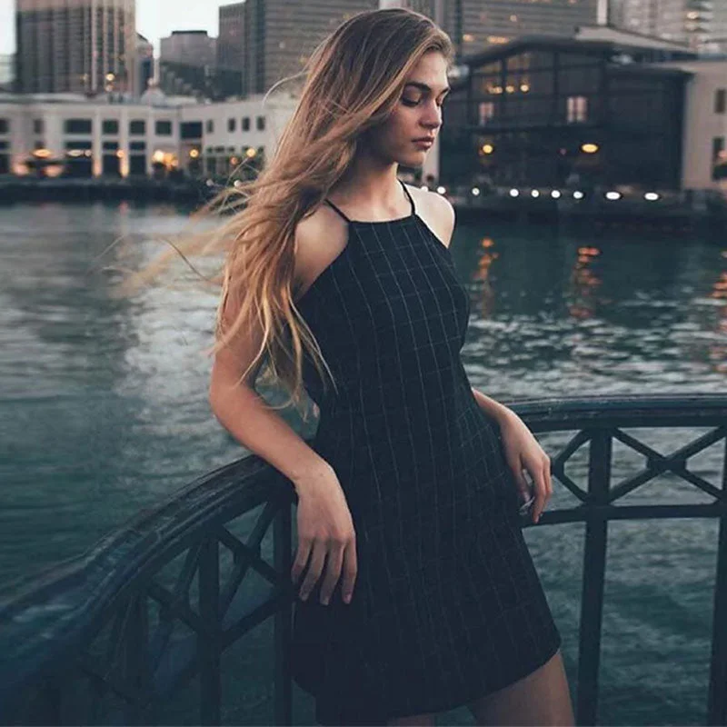 Buy More, Save More Sexy Off Shoulder Plaid Mini Dresses Women Vintage Sling Loose A-line Dress Summer Ladies Fashion Elegant Simple Dress Vestidos