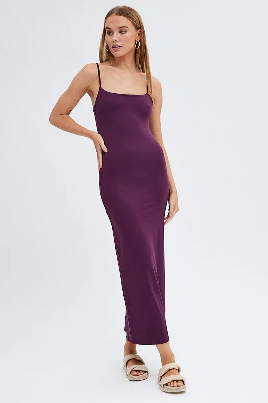 Exclusive Preview Purple Supersoft Bodycon Maxi Dress