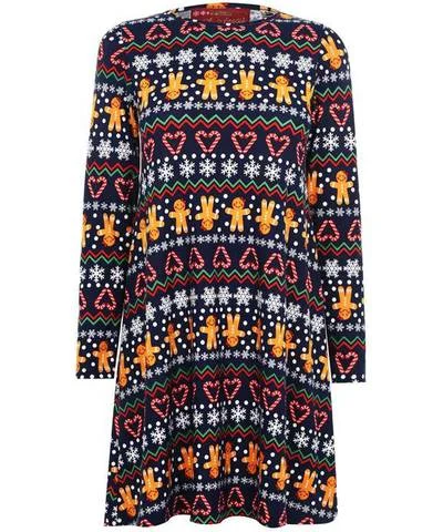 Deep Discounts Christmas Jersey Dress Navy