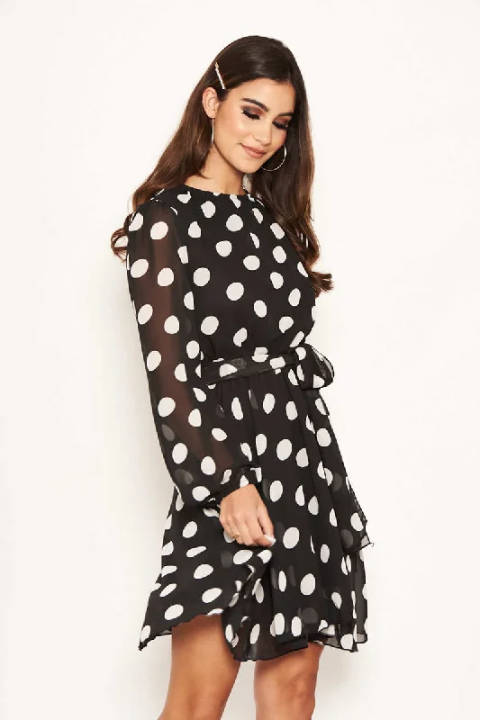 Act Fast Monochrome Polka Dot Dress