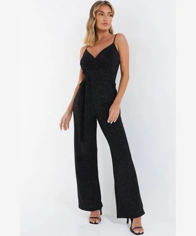Limited Time Cami Glitter Palazzo Jumpsuit Black