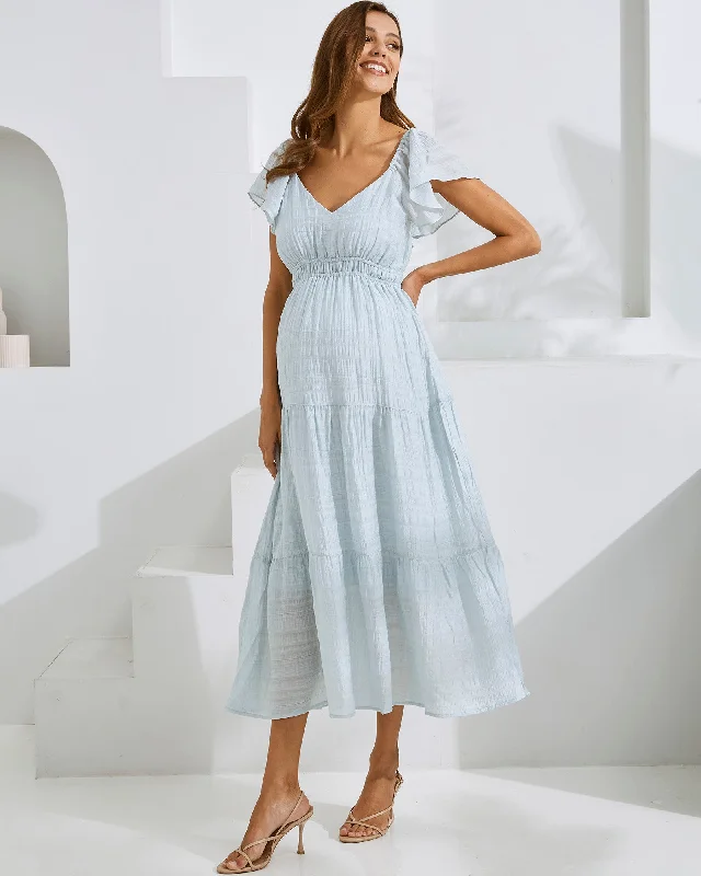 Great Deals Lila Baby Shower Maternity Sundress in Ice Blue