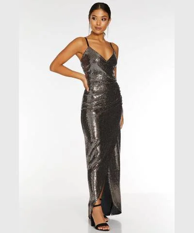 The Best Prices Rose Gold Sequin Wrap Maxi Dress