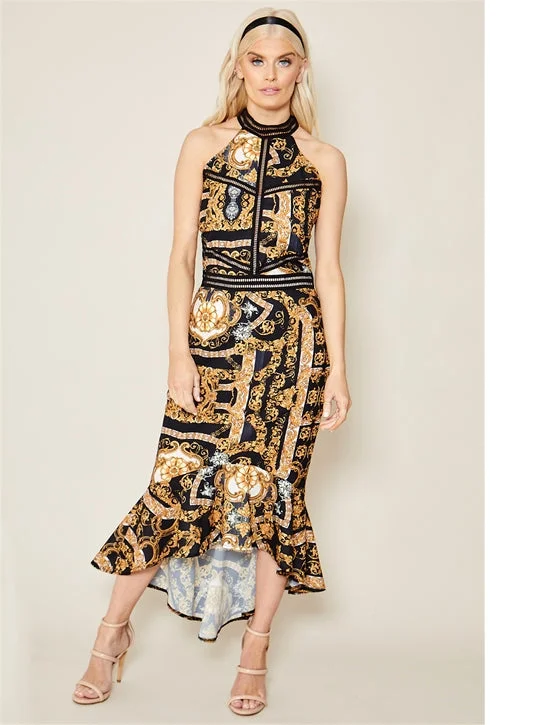 Friends and Family Sale Aurorie Multi Print Halterneck Dress
