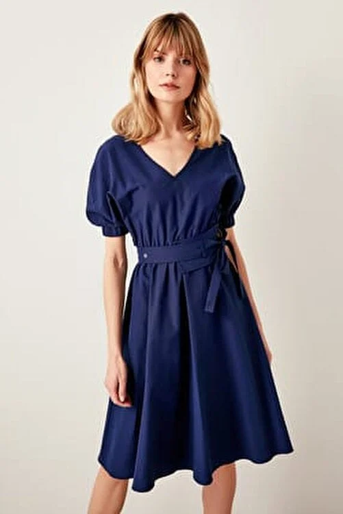 Clearance Sale Indigo Belted Dress