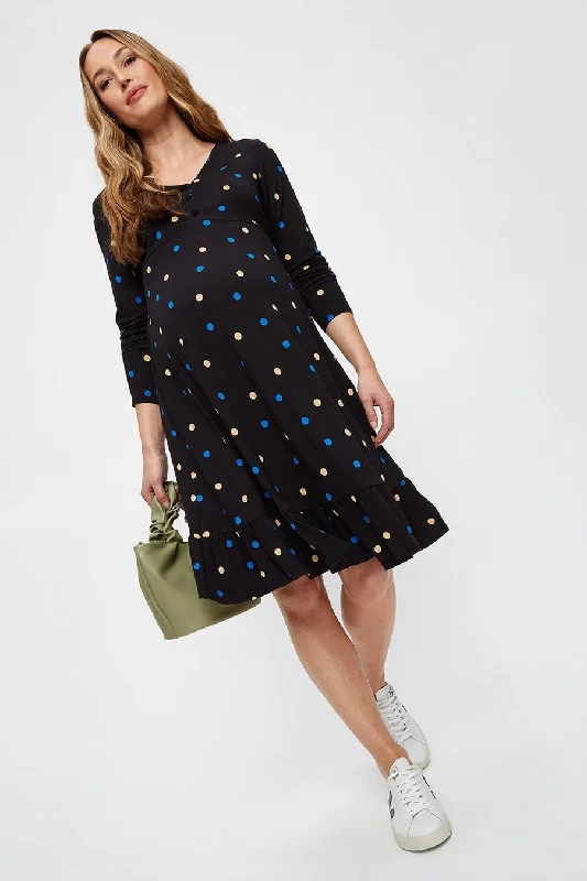 Special Buy Multi Colour Spot V-Neck Tier Midi Dress
