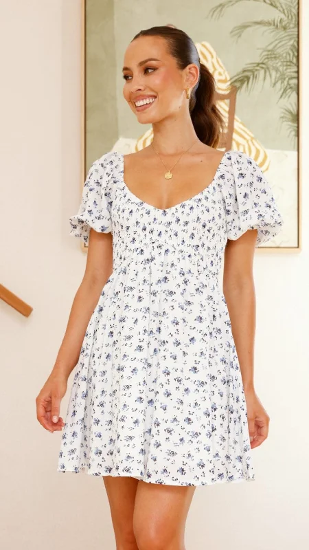 Deal Dash Sahirah Mini Dress - Blue Floral