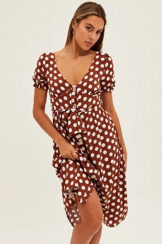 Special Discount Polka Dot Midi Dress