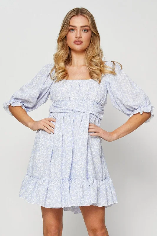 Value Deals Ditsy Print Mini Dress Short Sleeve