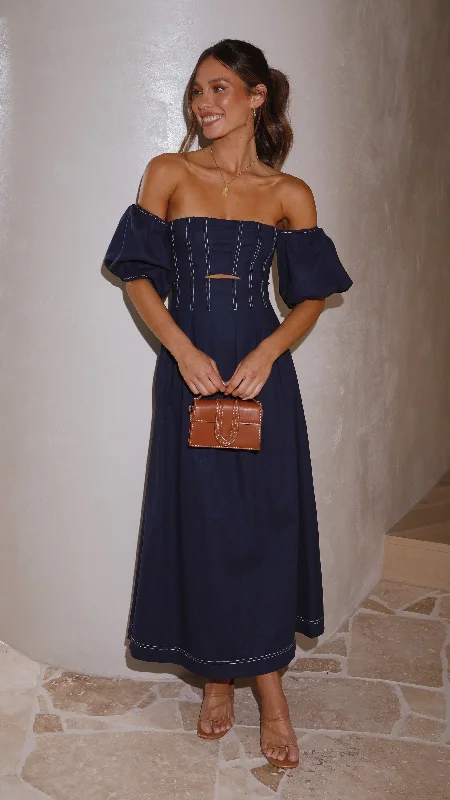 YEAR-End Sale Claira Midi Dress - Navy