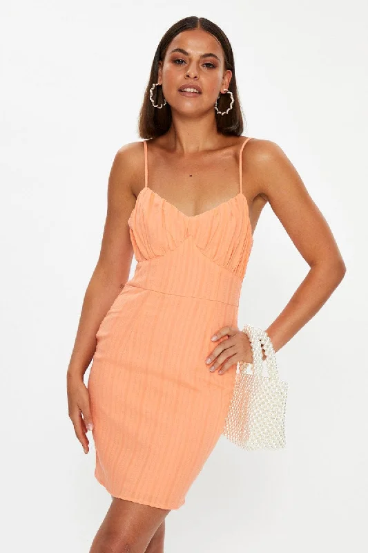 YEAR-End Sale Orange Bustier Mini Bodycon Dress