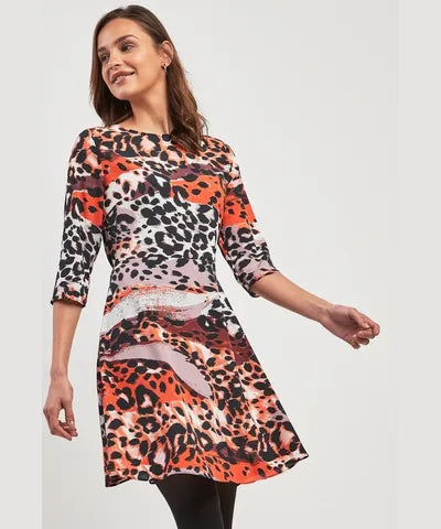 Shop and Save Animal Print Fit And Flare Dress