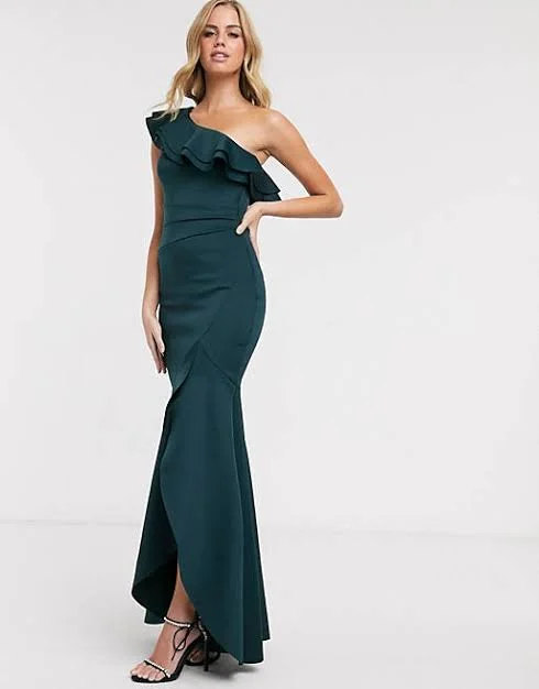Extra Discounts One Shoulder Maxi Dress Green