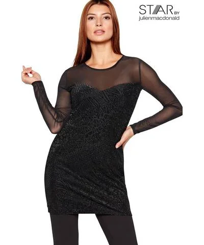 Hurry In Mesh Tunic Sweatshirt Dress