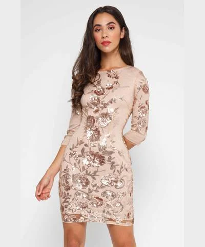 Epic Deals Blush Sequin Bodycon Dress
