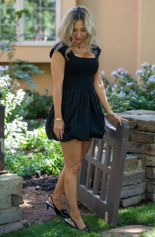 Deal Dash Swirling In Your Mind Black Balloon Skirt Mini Dress