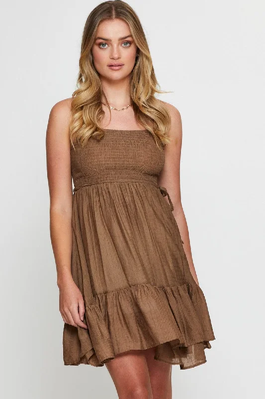 Unbeatable Prices Brown A Line Dress Mini