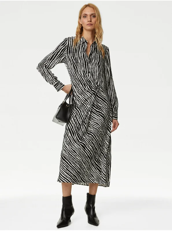 Savings Bonanza Striped Midaxi Shirt Dress