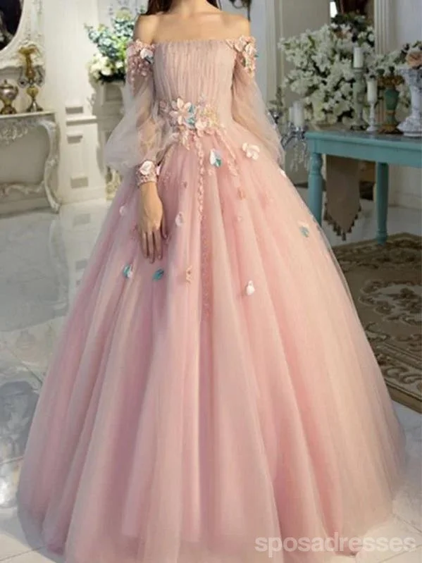 Buy More, Save More Pink A-line Off Shoulder Long Sleeves Floral Party Prom Dresses, Ball Gown Dresses,12531 Buy More, Save More Pink A-line Off Shoulder Long Sleeves Floral Party Prom Dresses, Ball Gown Dresses,12531